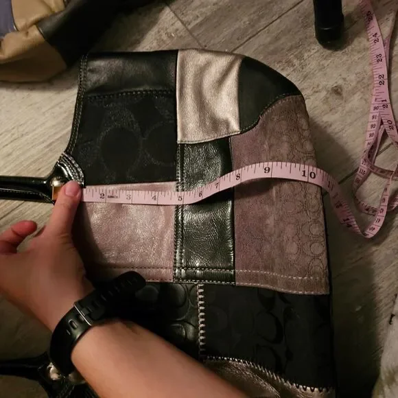 2009 vintage y2k coach grey tone patchwork tote bag